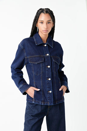 GREY LAB - Waist Fitted Denim Jacket - JACKETS available at Objectrare