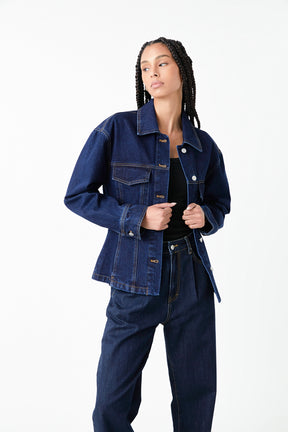 GREY LAB - Waist Fitted Denim Jacket - JACKETS available at Objectrare