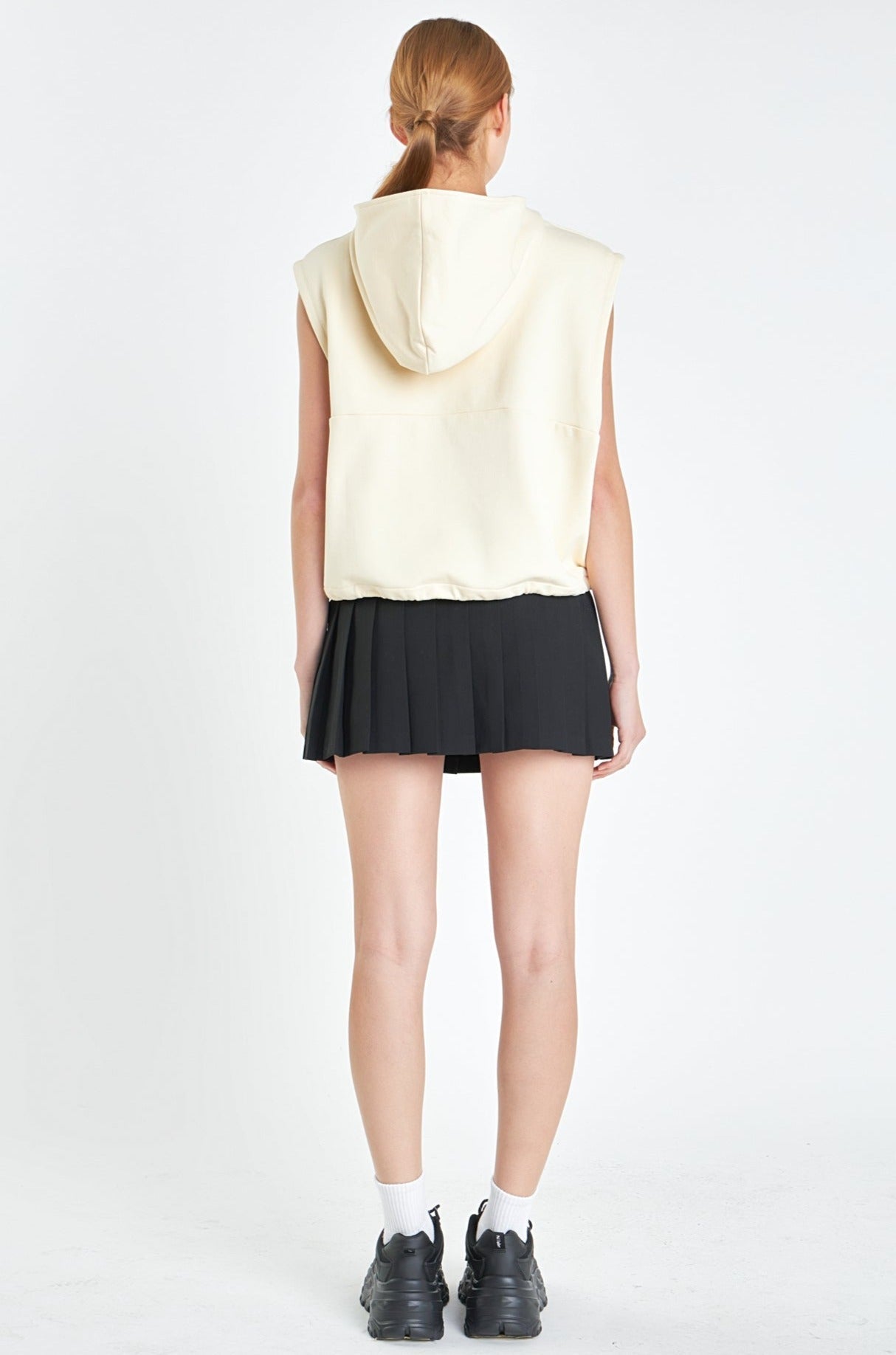 GREY LAB - Sleeveless Zippered Hoodie - HOODIES & SWEATSHIRTS available at Objectrare