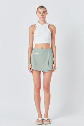 GREY LAB - Asymmetrical Wrap Mini Skort - SKORTS available at Objectrare