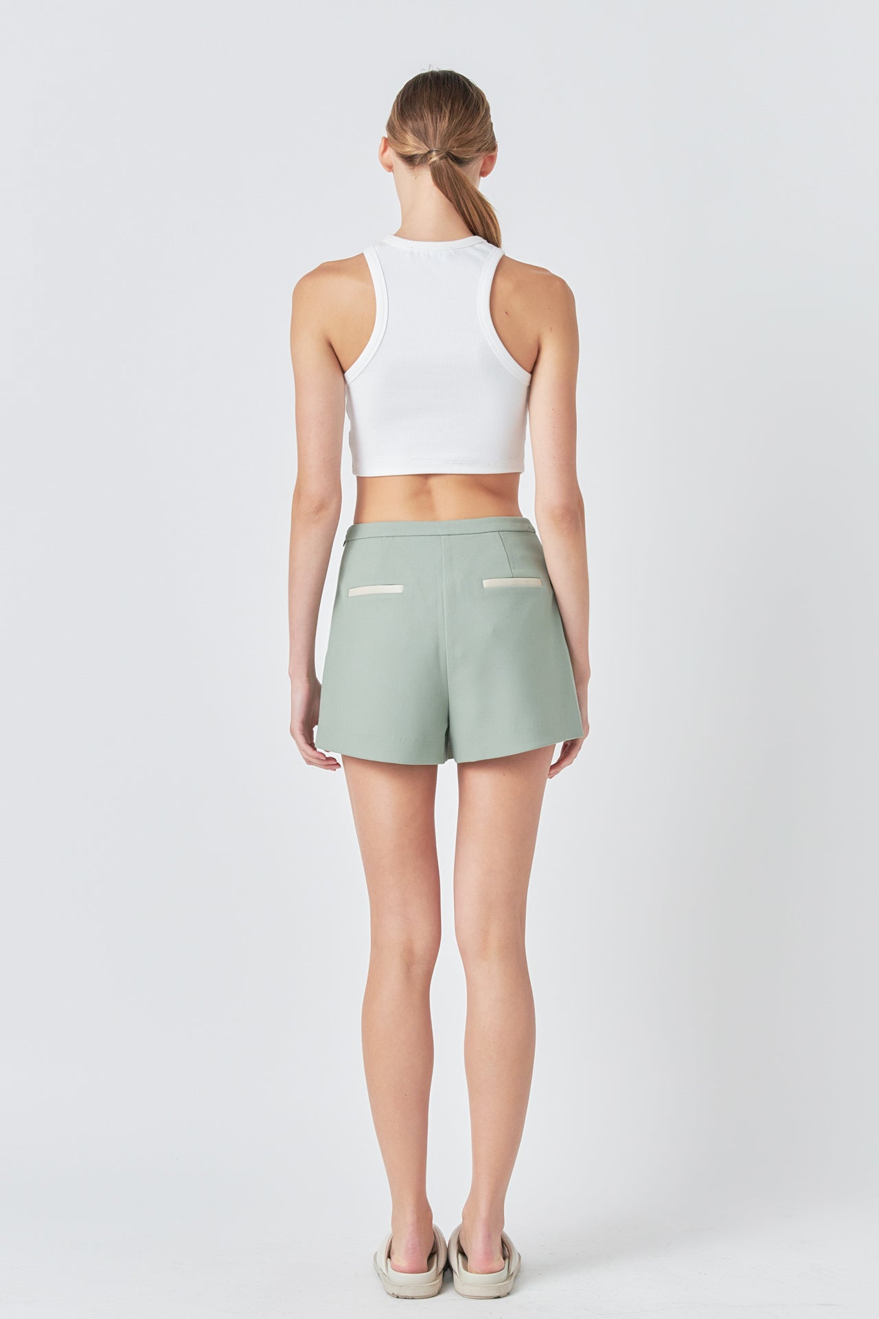 GREY LAB - Asymmetrical Wrap Mini Skort - SKORTS available at Objectrare