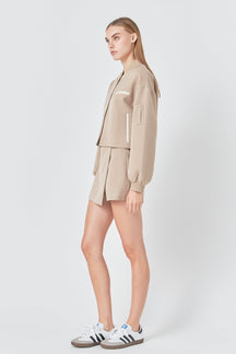 GREY LAB - Asymmetrical Wrap Mini Skort - SKORTS available at Objectrare