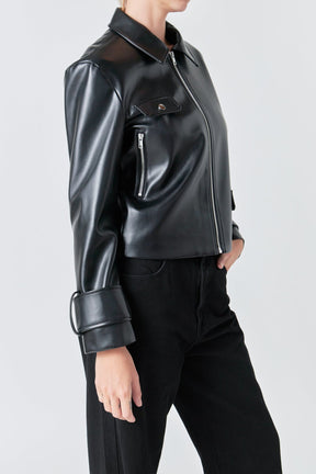 GREY LAB - Grey Lab - Zip Up Cropped Faux Leather Jacket - JACKETS available at Objectrare