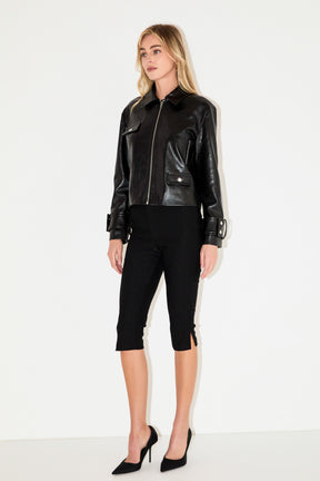 GREY LAB - Zip Up Cropped Faux Leather Jacket - JACKETS available at Objectrare