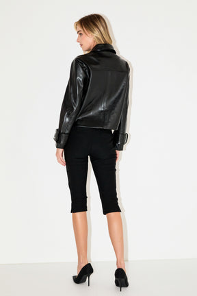 GREY LAB - Zip Up Cropped Faux Leather Jacket - JACKETS available at Objectrare