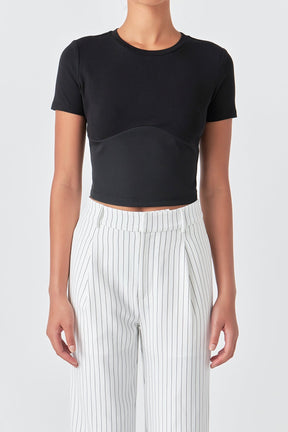 GREY LAB - Cropped Bustier Short Sleeve T Shirt - T-SHIRTS available at Objectrare