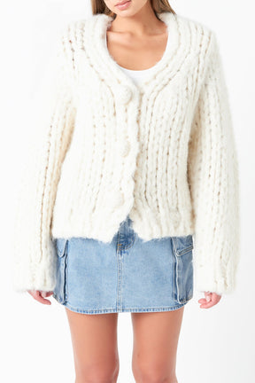 GREY LAB - Thick Knit Sweater Cardigan - CARDIGAN available at Objectrare