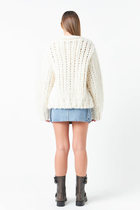 GREY LAB - Thick Knit Sweater Cardigan - CARDIGAN available at Objectrare