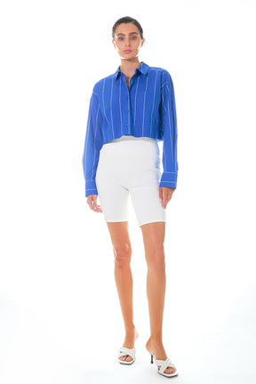 GREY LAB - Striped Cropped Shirts - SHIRTS & BLOUSES available at Objectrare