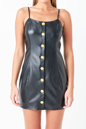 GREY LAB - PU Button Down Mini Dress - DRESSES available at Objectrare
