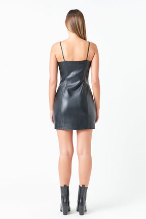 GREY LAB - PU Button Down Mini Dress - DRESSES available at Objectrare