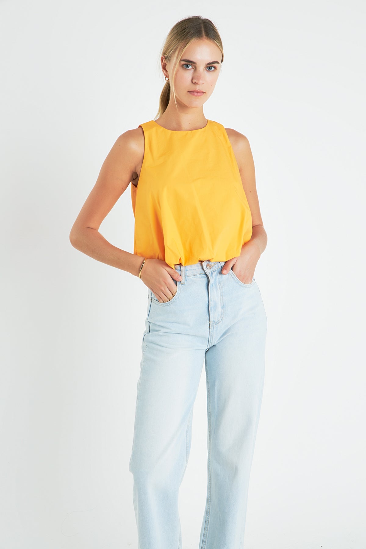 ENGLISH FACTORY - Sleeveless Bubble Cropped Top - TOPS available at Objectrare