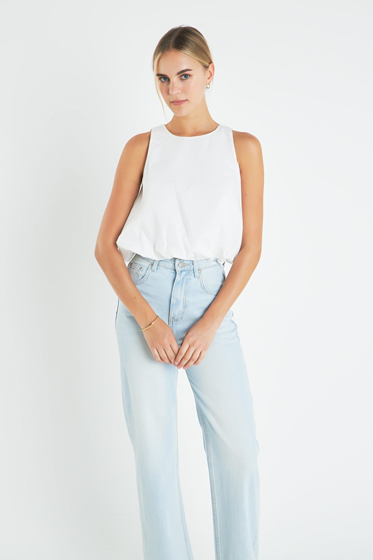 ENGLISH FACTORY - English Factory - Sleeveless Bubble Cropped Top - TOPS available at Objectrare