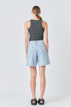 GREY LAB - Grey Lab - Denim Wide Short - SHORTS available at Objectrare