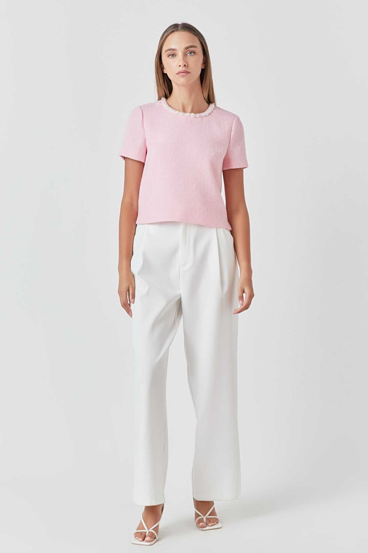 ENDLESS ROSE - Pearl Trim Linen Top - TOPS available at Objectrare
