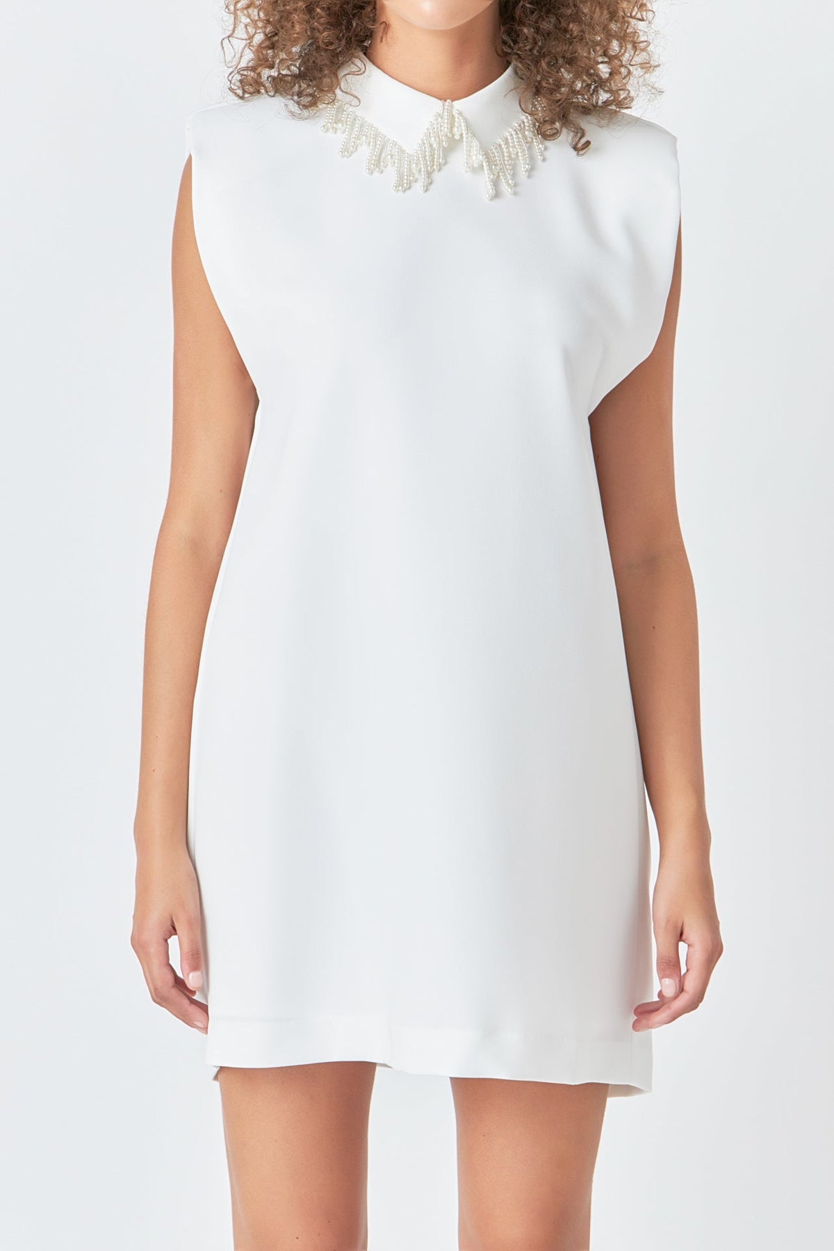 ENDLESS ROSE - Pearl Collar Sleeveless Mini Dress - DRESSES available at Objectrare