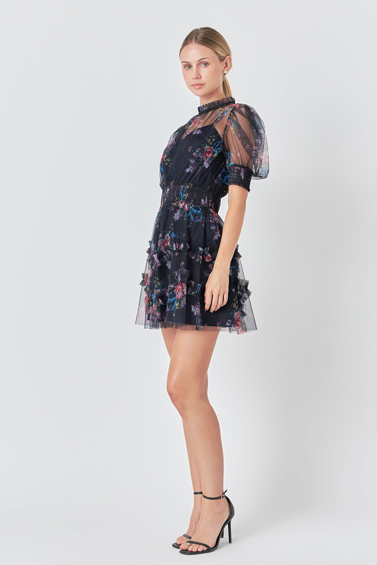 ENDLESS ROSE - Ruffled Mesh Mini Dress - DRESSES available at Objectrare