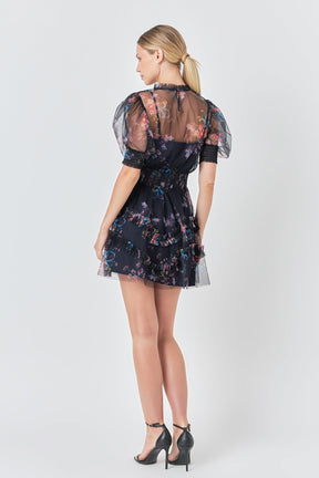 ENDLESS ROSE - Ruffled Mesh Mini Dress - DRESSES available at Objectrare