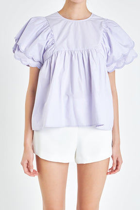 ENGLISH FACTORY - English Factory - Scallop Hem Sleeve Top - TOPS available at Objectrare