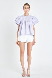 ENGLISH FACTORY - English Factory - Scallop Hem Sleeve Top - TOPS available at Objectrare