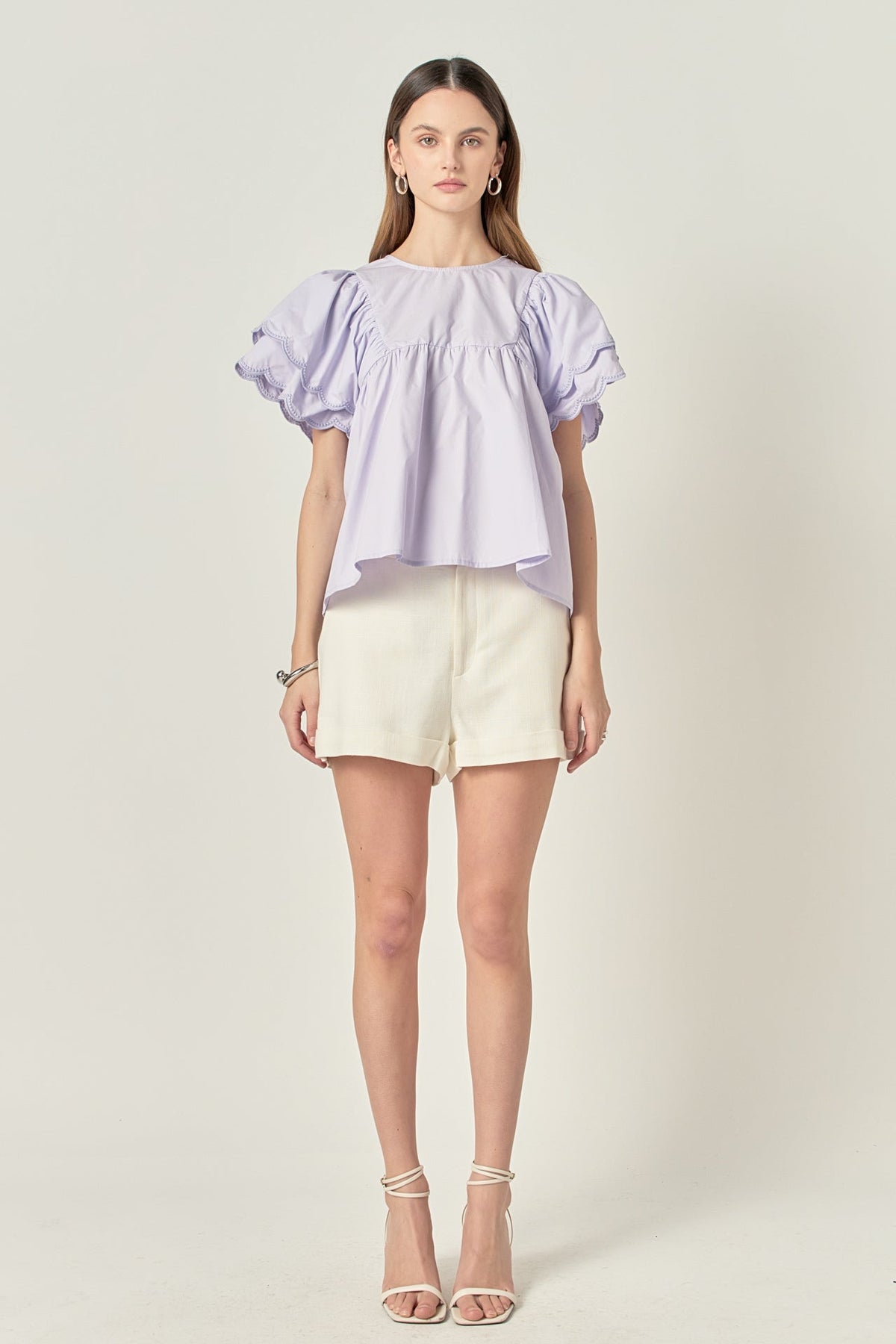 ENGLISH FACTORY - Scallop Hem Sleeve Top - TOPS available at Objectrare