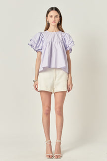 ENGLISH FACTORY - Scallop Hem Sleeve Top - TOPS available at Objectrare