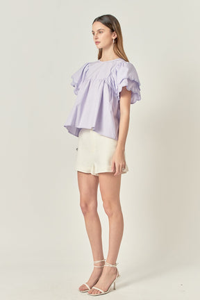 ENGLISH FACTORY - Scallop Hem Sleeve Top - TOPS available at Objectrare