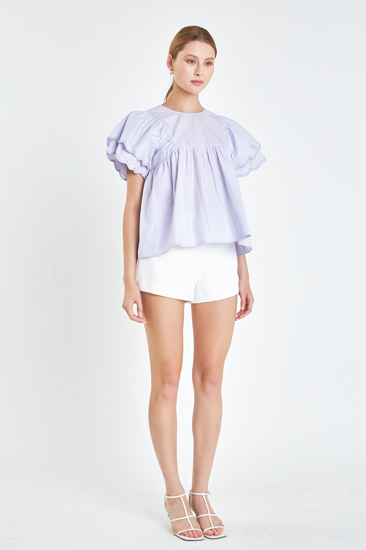 ENGLISH FACTORY - English Factory - Scallop Hem Sleeve Top - TOPS available at Objectrare