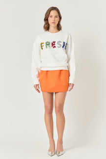 ENDLESS ROSE - Color Letter Patch Sweatshirt - TOPS available at Objectrare