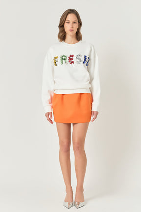 ENDLESS ROSE - Color Letter Patch Sweatshirt - TOPS available at Objectrare