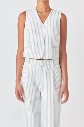 GREY LAB - Pinstrpied Vest with Welted Pocket - VEST available at Objectrare