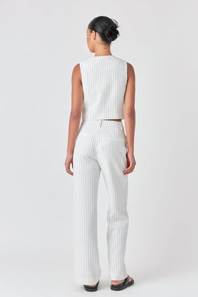 GREY LAB - Pinstrpied Vest with Welted Pocket - VEST available at Objectrare