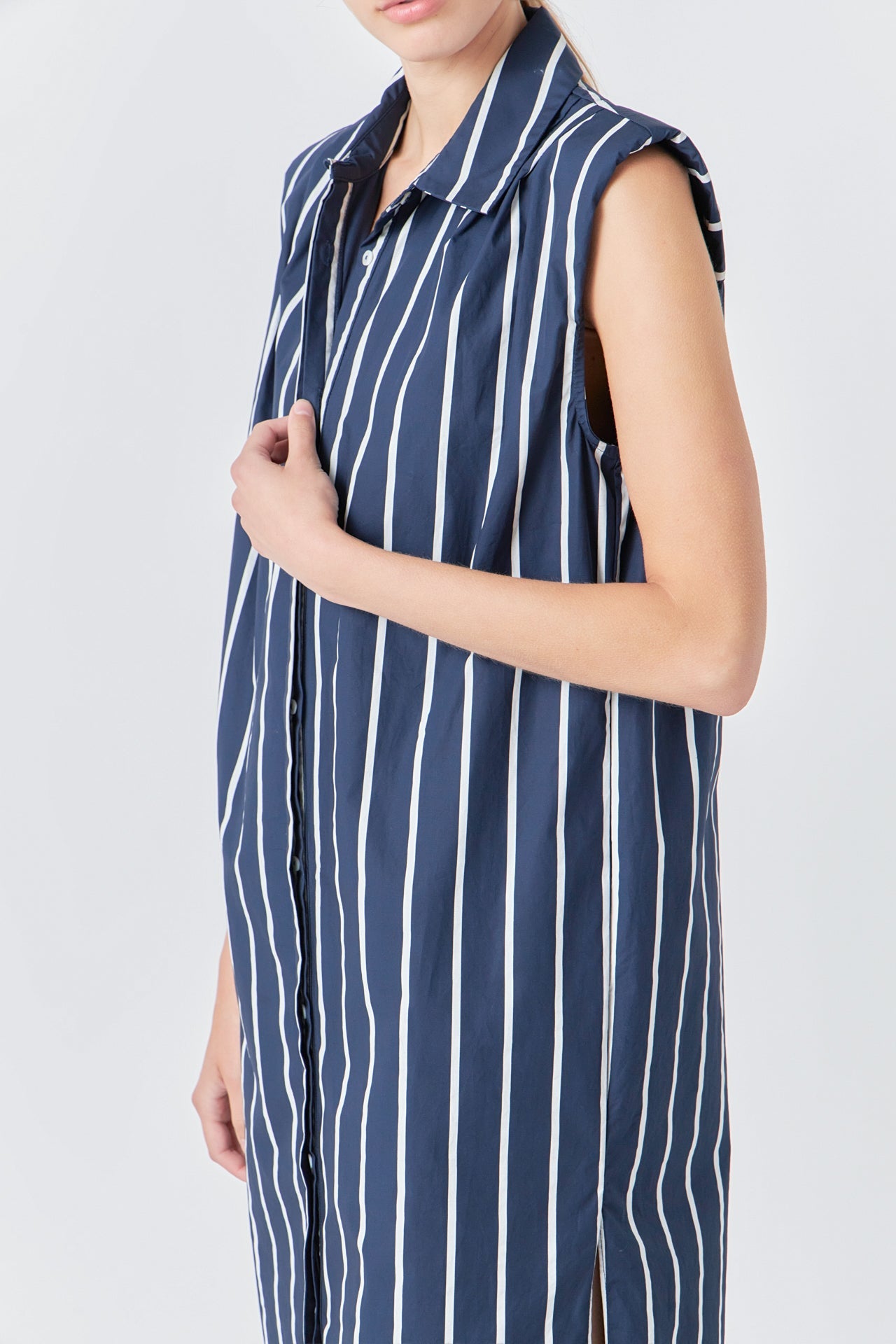 GREY LAB - Striped Sleeveless Maxi Shirt Dress - DRESSES available at Objectrare