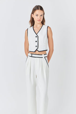 ENDLESS ROSE - Cropped Vest With Binding Detail - TOPS available at Objectrare