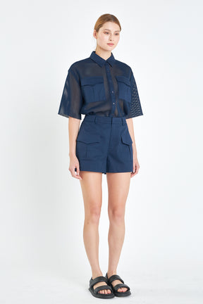 GREY LAB - Mesh Net Top with Pockets - TOPS available at Objectrare
