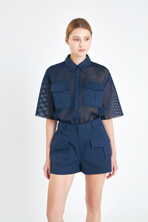 GREY LAB - Mesh Net Top with Pockets - TOPS available at Objectrare