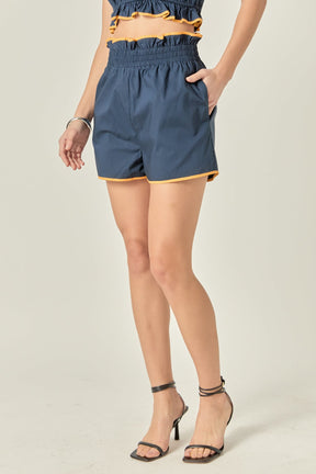 ENGLISH FACTORY - Shorts with Colorblock Binding - SHORTS available at Objectrare