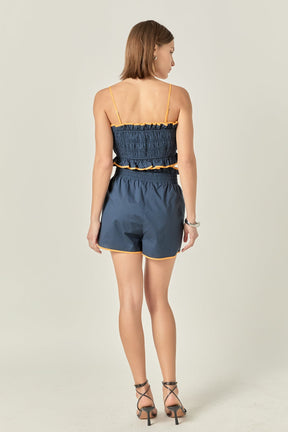 Cropped Top with Colorblock Binding