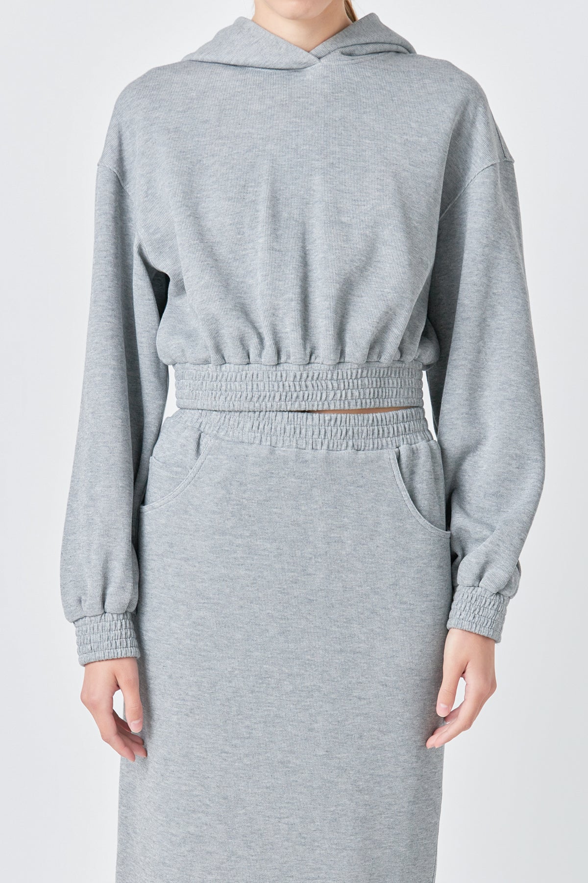 GREY LAB - French Terry Cropped Hoodie - TOPS available at Objectrare