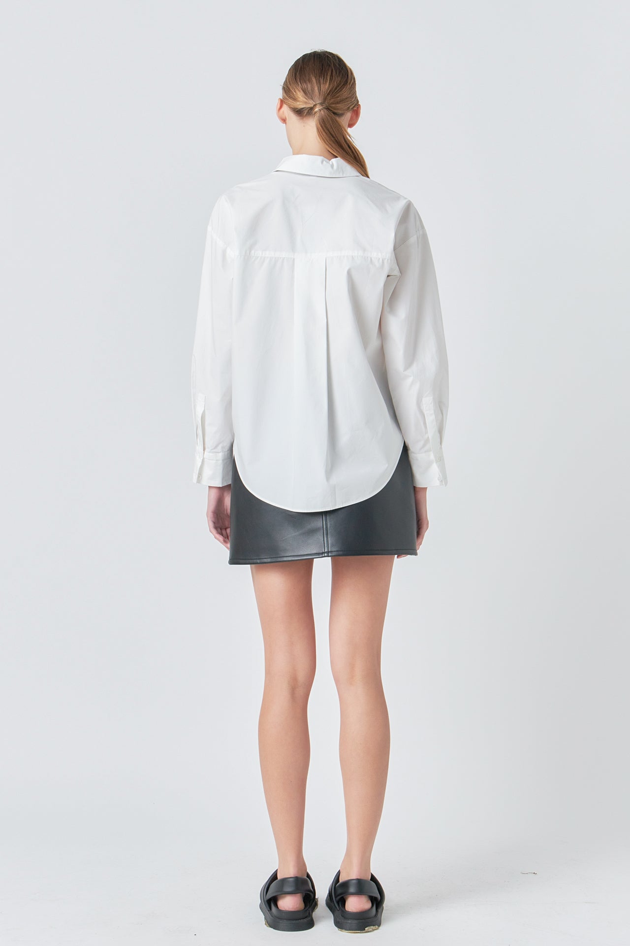 GREY LAB - Shirt with Faux Leather Necktie - SHIRTS & BLOUSES available at Objectrare