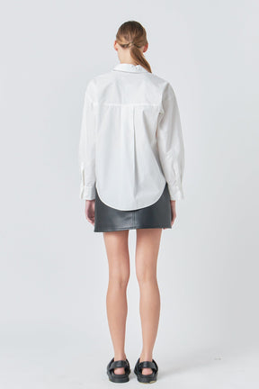 GREY LAB - Shirt with Faux Leather Necktie - SHIRTS & BLOUSES available at Objectrare