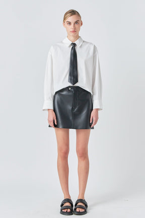 GREY LAB - Grey Lab - A-Line Faux Leather Mini Skirt - SKIRTS available at Objectrare