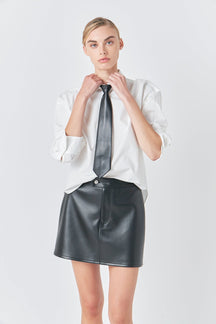 GREY LAB - Grey Lab - A-Line Faux Leather Mini Skirt - SKIRTS available at Objectrare