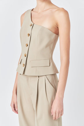 GREY LAB - Asymmetrical One Shoulder Vest - VEST available at Objectrare