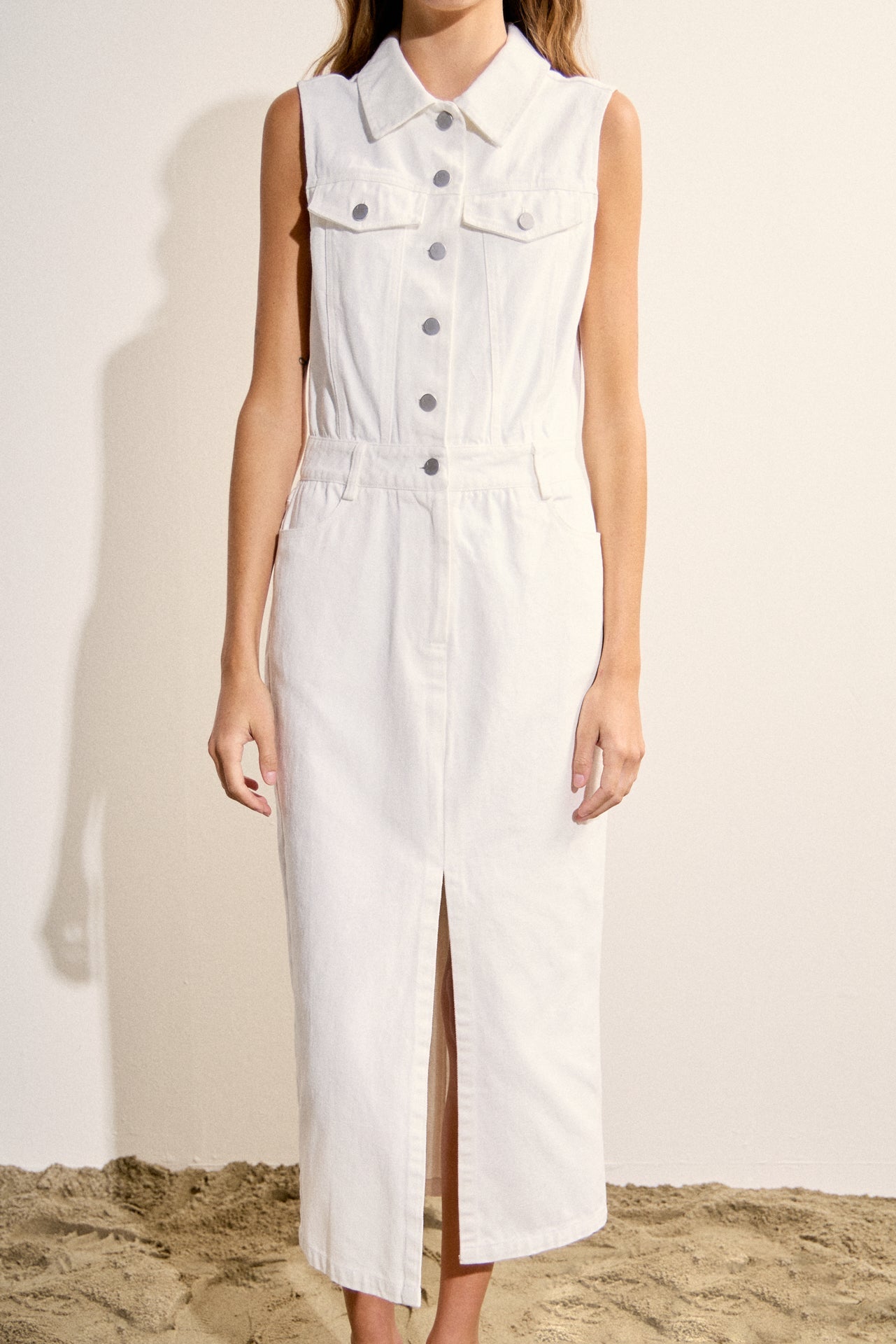 Sleeveless Maxi Denim Dress