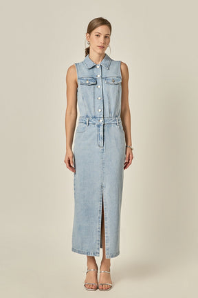 Sleeveless Maxi Denim Dress