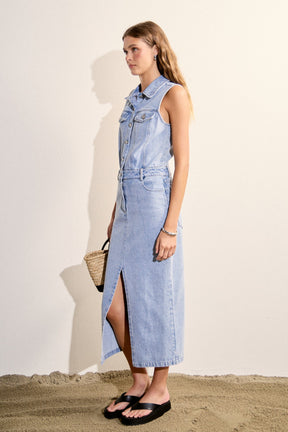 Sleeveless Maxi Denim Dress
