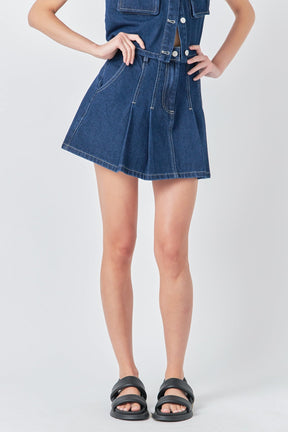 GREY LAB - Grey Lab - Pleated Denim Mini Skirt - SKIRTS available at Objectrare