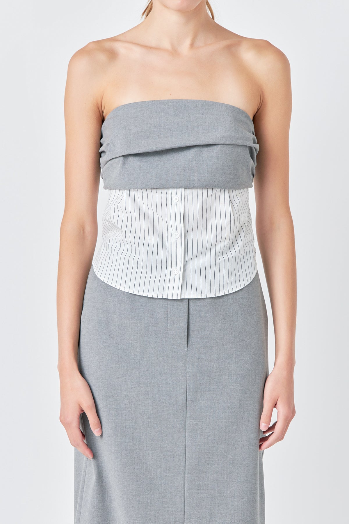 GREY LAB - Strapless Shirt Top - TOPS available at Objectrare