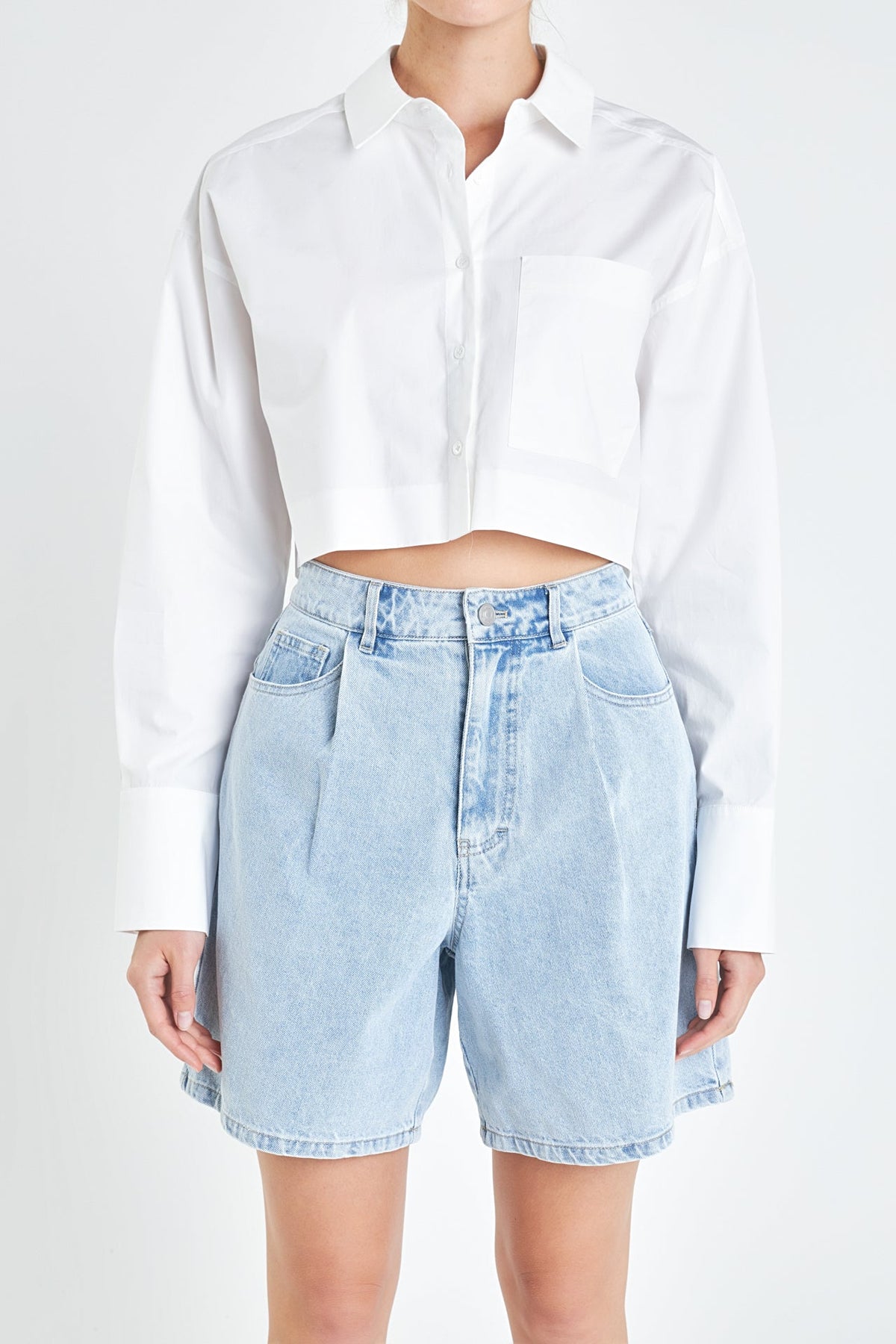 GREY LAB - Oversized Cropped Shirts with Pocket - SHIRTS & BLOUSES available at Objectrare